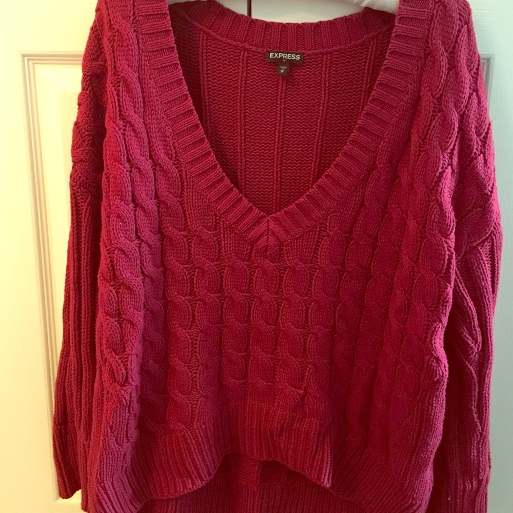 Cranberry Express Slouchy Cable Knit Sweater